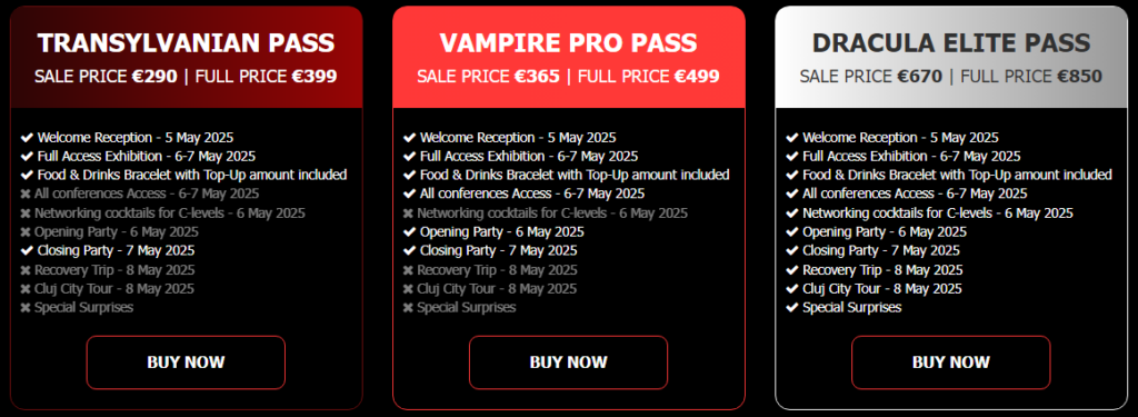 Подробное описание тарифов Dracula Gaming Event