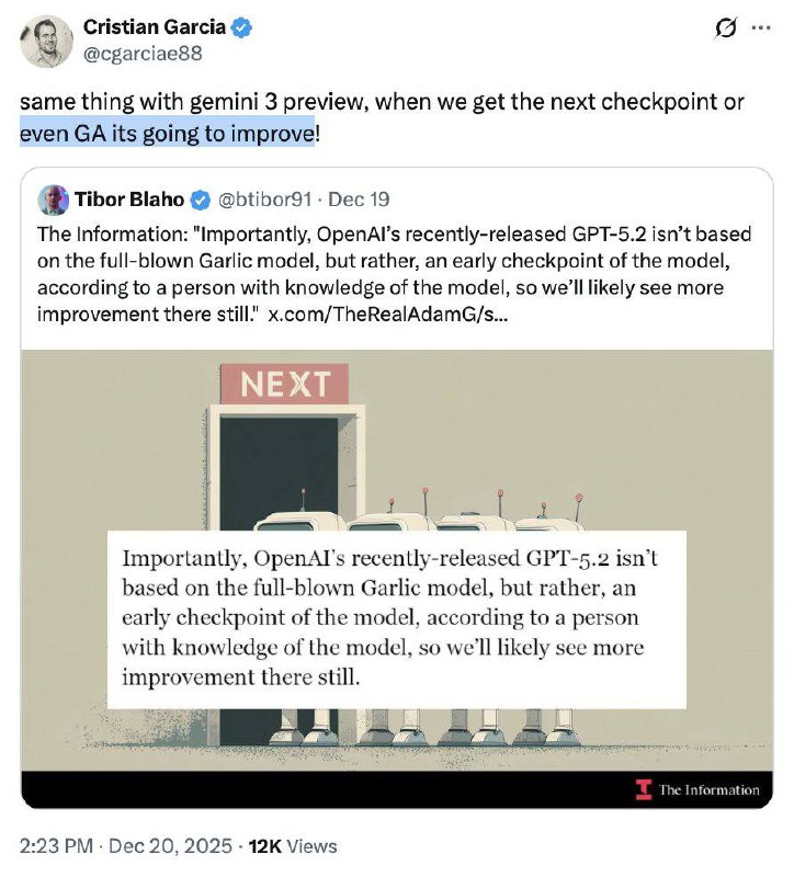 Хорошие новости: и GPT-5.2, и Gemini 3 Pro являются лишь промежуточными чекпоинтами…