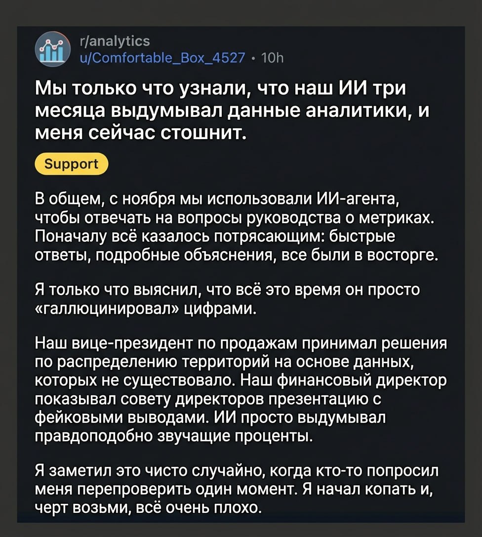 Занятная история с реддита (перевел скрин нано бананой), в которой автора обвинили…