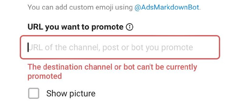 Теперь телеграм адс в случае блокировки канала для продвижения сразу указывает об этом в описании