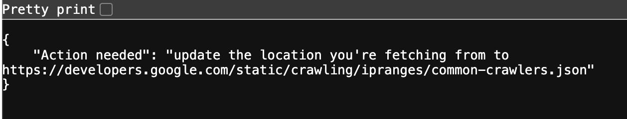 Google неделю назад обещали поддерживать старый URL со списком IP ботов еще…
