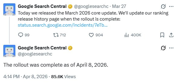 ⚙️ Обновление ядра алгоритмов Google завершеноВчера закончили выкатывать core обновление Google. Ждем…
