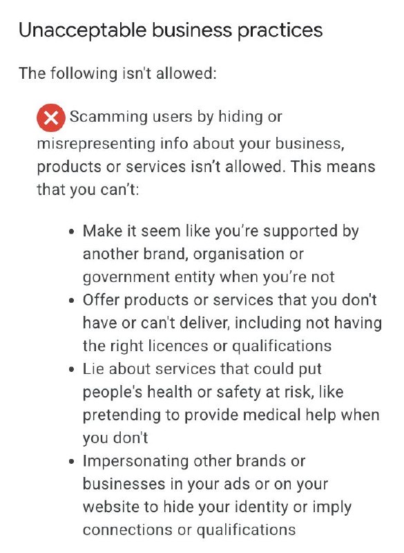 Unacceptable business practices (неприемлемые бизнес-модели)Последнее время прям зачастило (уже как минимум 3…