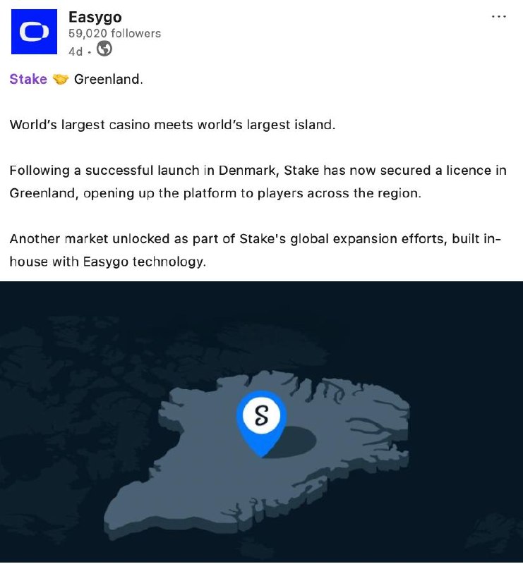 Оператор Stake. com теперь официально доступен в ГренландииВообще, Stake ещё несколько месяцев…