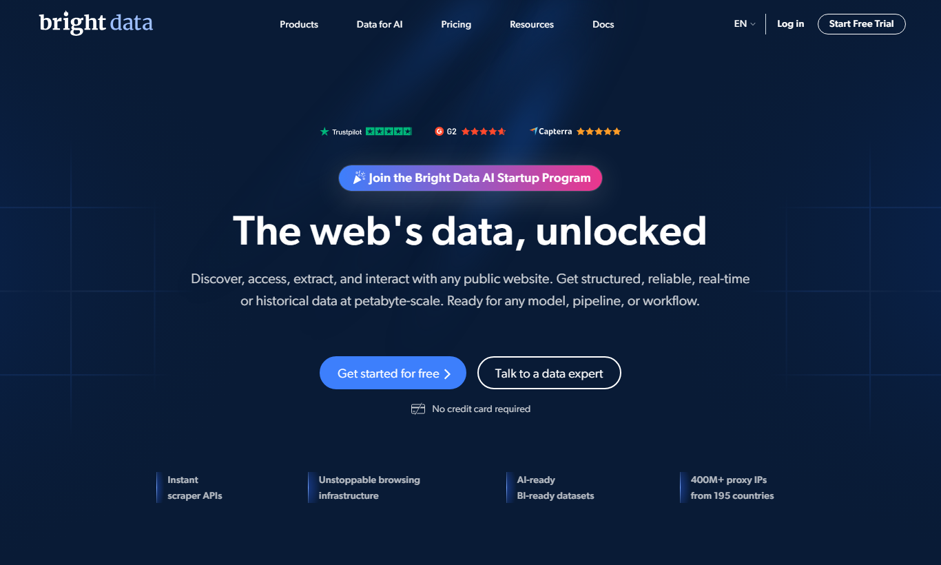 Главный экран Bright Data
