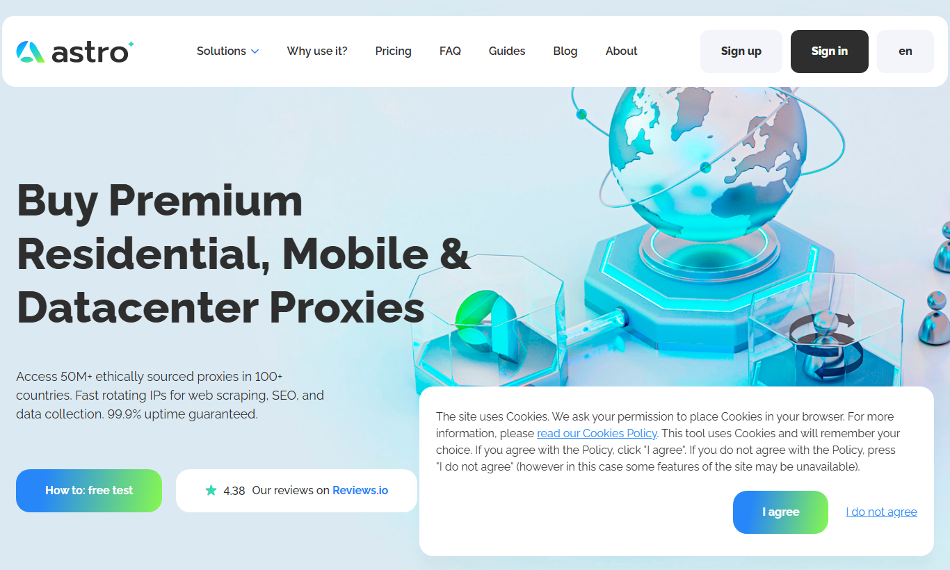 Главный экран AstroProxy