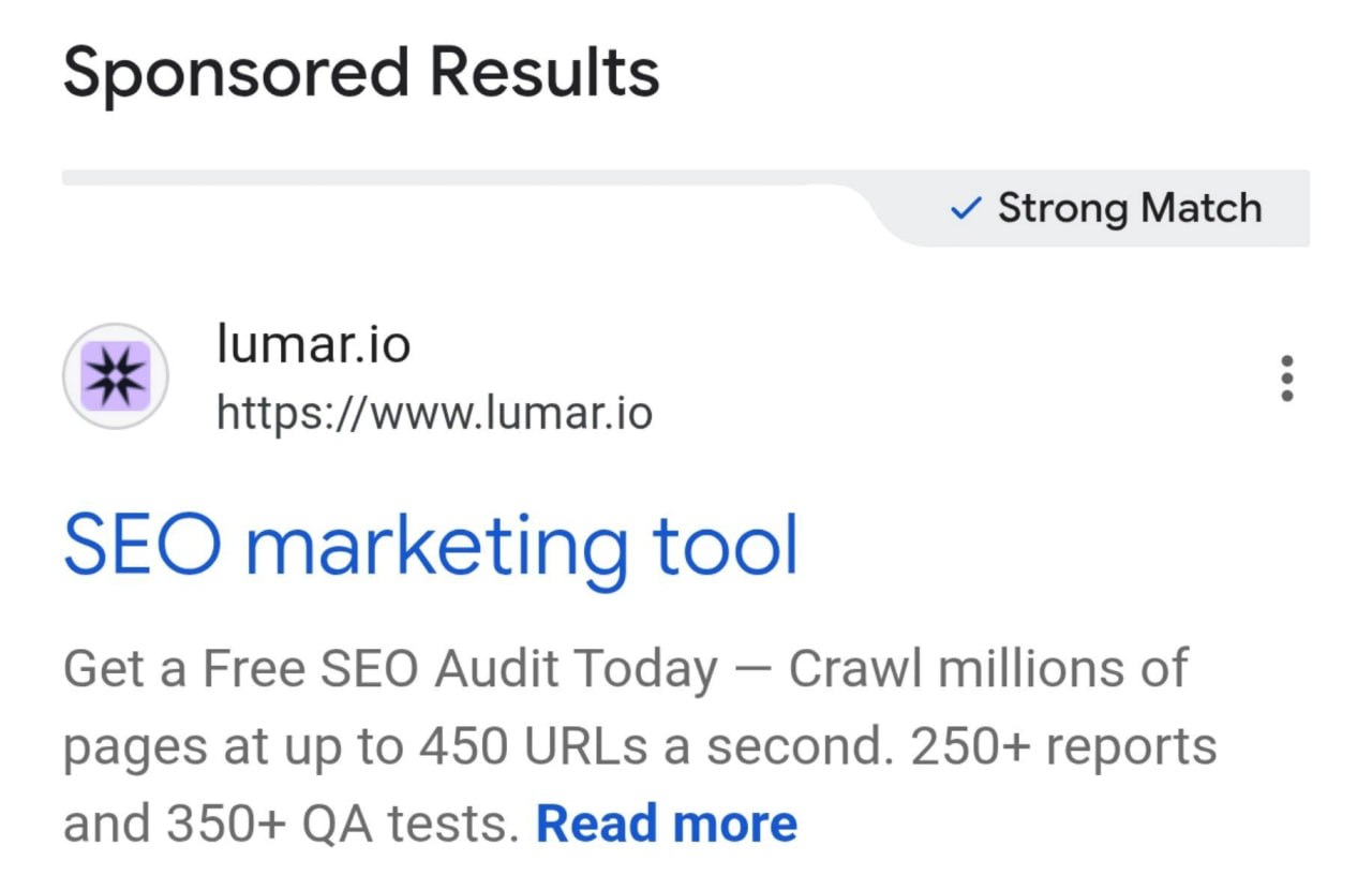 Google Ads тестирует новые метки соответствия прямо в рекламной выдаче. Советую заглянуть…