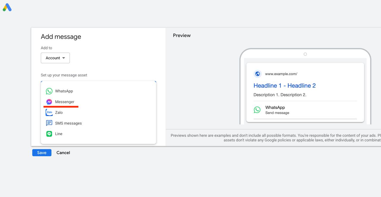 Новое расширение для сообщений появилось во многих аккаунтах Google Ads: → 𝗙𝗮𝗰𝗲𝗯𝗼𝗼𝗸…
