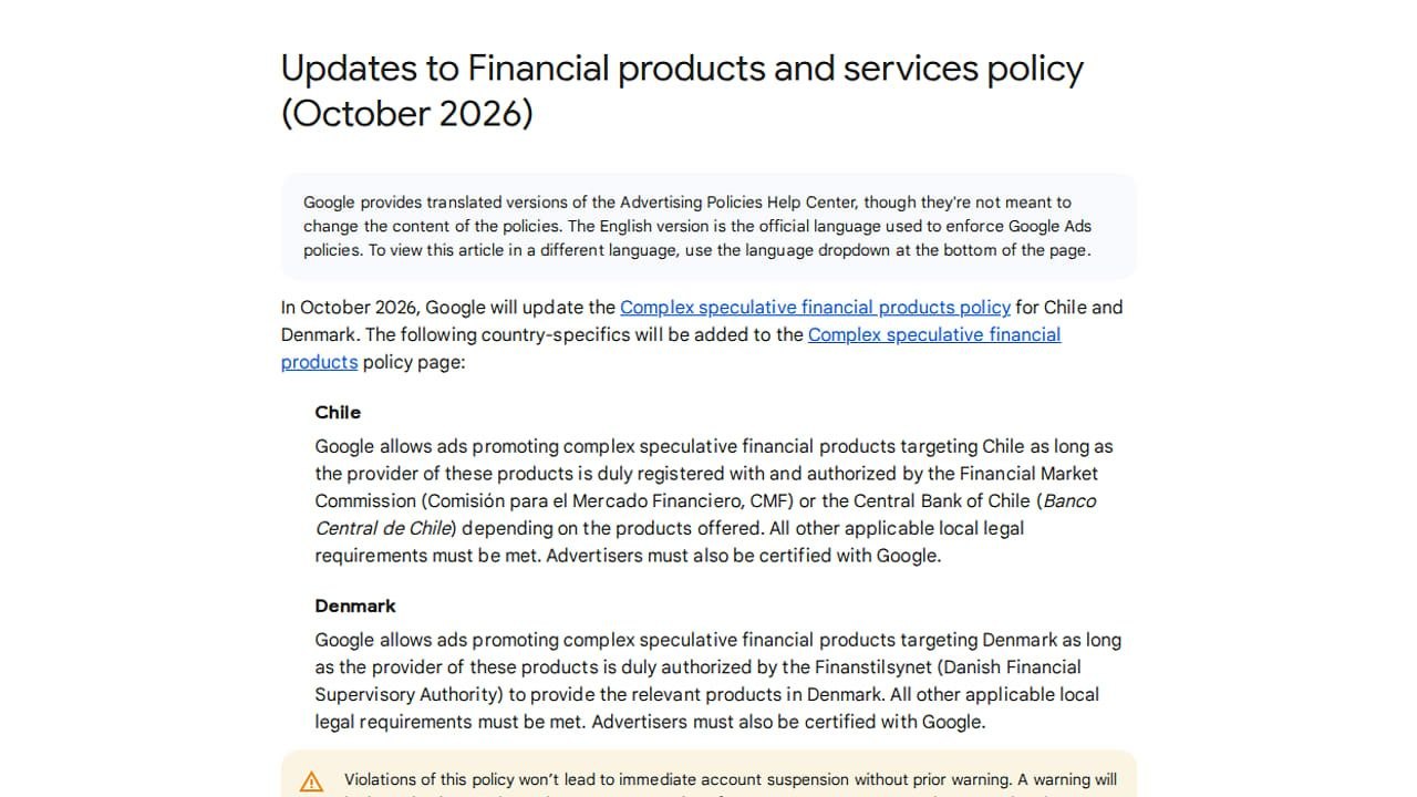 🖥Google Ads обновляет Financial Products Policy В октябре 2026 года Google обновит…