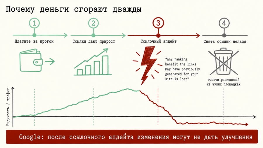 Схема обесценивания ссылок после ссылочного апдейта при ручной мере